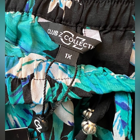 NWT Club Z Collection Wide Leg Split Thigh cover-up pant w/ pom-pom trim Sz 1X - Picture 8 of 10